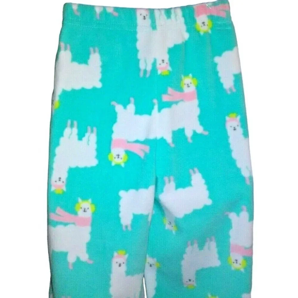 Carter's Girls Fleece Pajamas Pants Size 5 Liama Green White